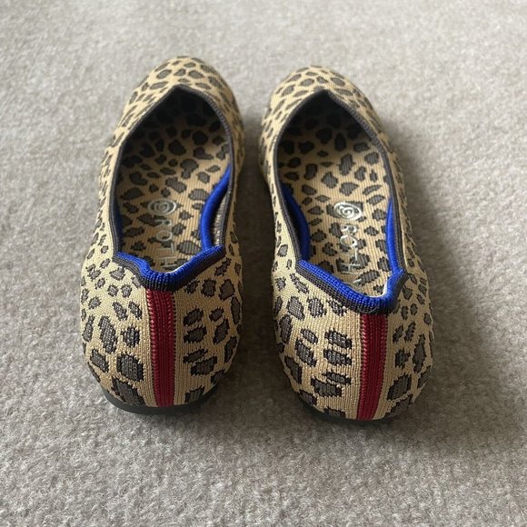 Rothy's Shoes Womens Size 7.5 The Flat Brown Spotted Leopard Print RETIRED Flats - Picture 4 of 15